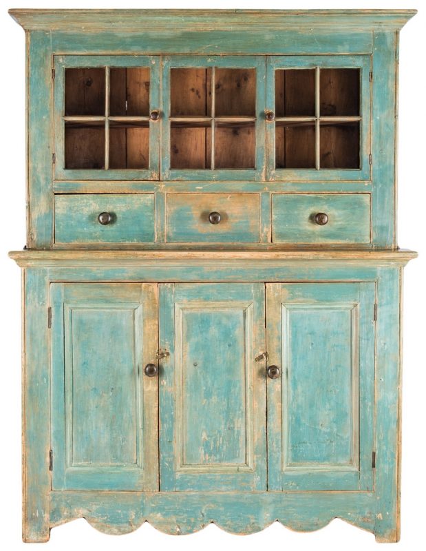 Lot 125: 19th c. Painted Wall Cupboard