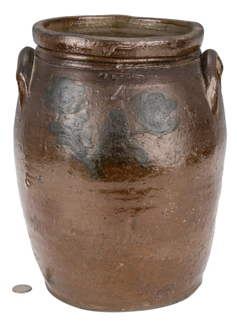 Lot 162: Southwest VA J. B. Magee Stoneware Jar w/ Cobalt, Exhibited