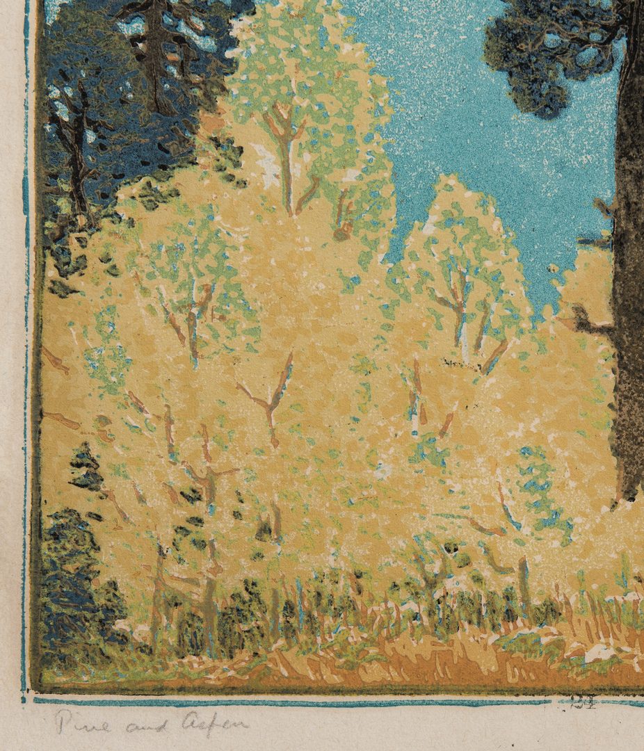 Lot 615: Gustave Baumann Color Woodcut, Pine and Aspen