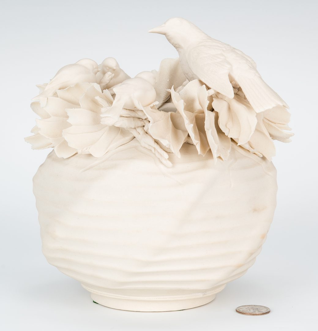 Lot 522:  Blanc de Chine Bird Nest Studio Vase