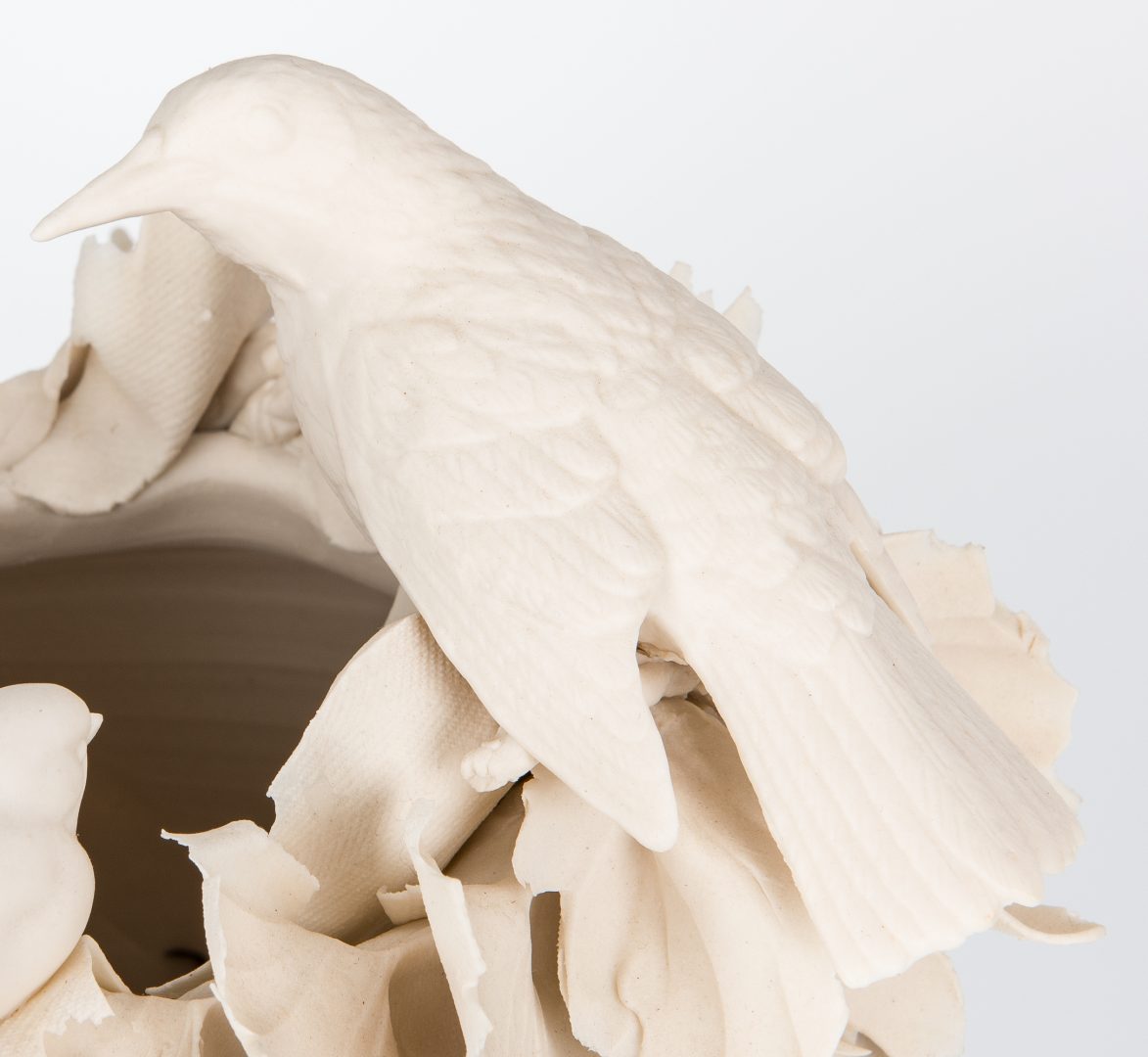 Lot 522:  Blanc de Chine Bird Nest Studio Vase