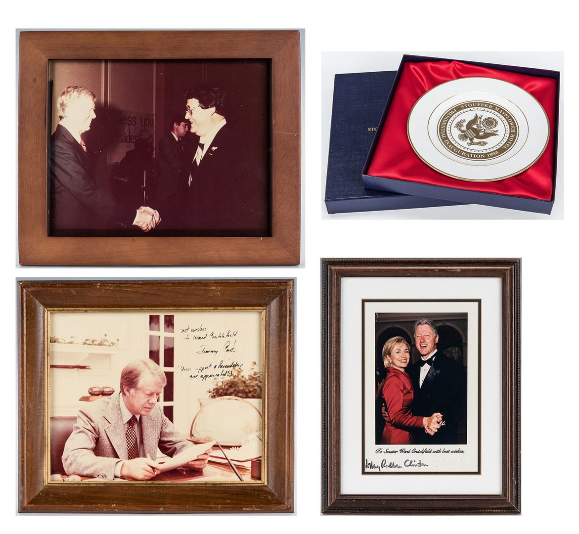 Lot 300: 4 Presidential Items, incl. Signed Photos, Plate