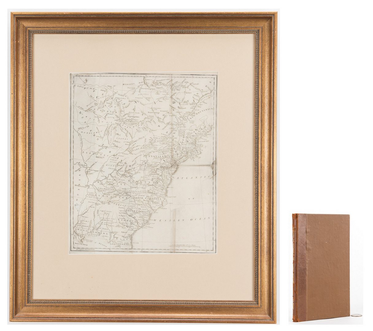 Lot 381: Michaux State of Franklinia Map and Book, 2 items