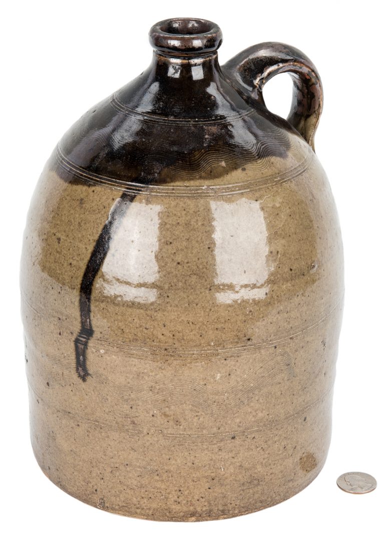 Alabama double dipped alkaline glazed stoneware pottery jug