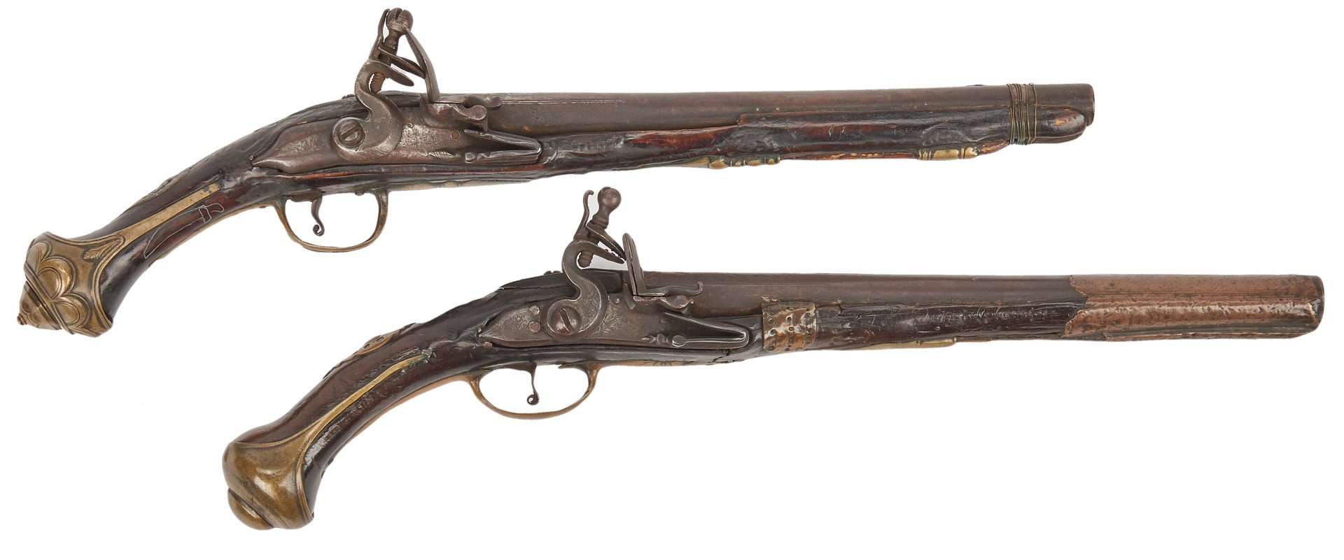 Two European flintlock pistols