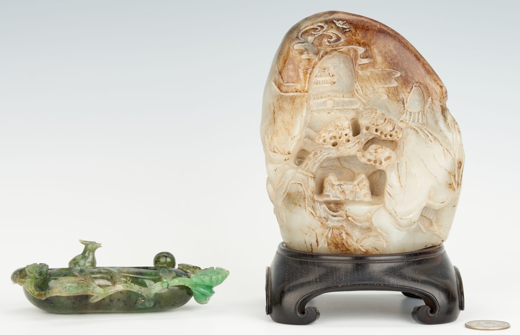 Lot 5: Chinese Jade Boulder Carving and Brush Pot