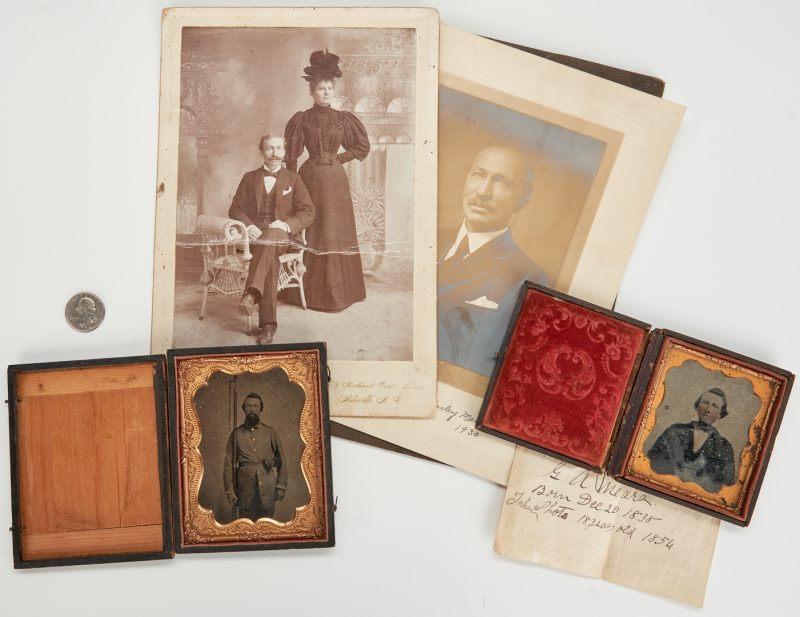 Lot 618: 4 Mears Family Photographic Images, incl. Civil War CSA tintype