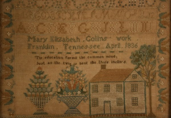 Lot 60A: Exceptional Franklin, Tennessee sampler, 1836