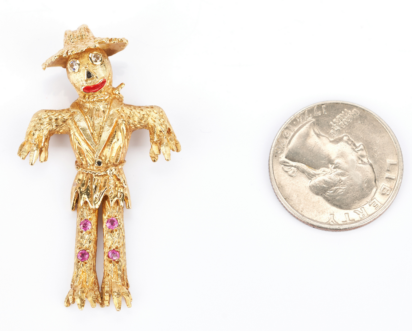 Lot 781: Ladies 18K Gold, Diamond, & Sapphire Scarecrow Pin