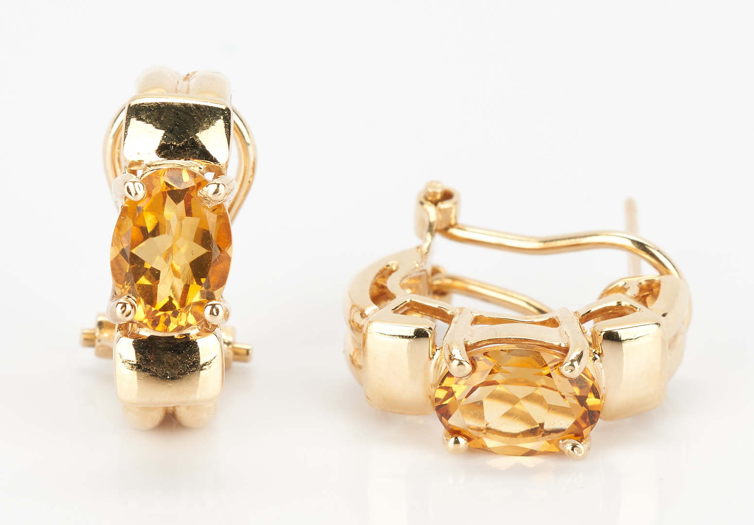 Lot 783: Ladies 14K Gold and Imperial Topaz Earrings