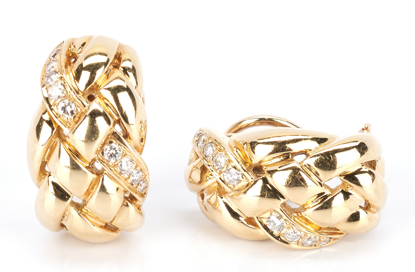 Lot 793: Ladies 14K Gold and Diamond Earrings