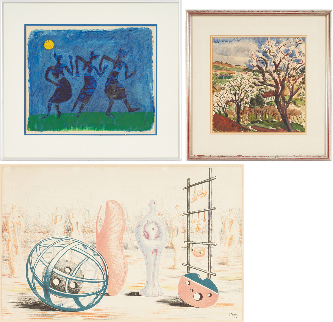 Lot 1134: 3 Works on Paper, incl. Paulus and Henry Moore Abstract