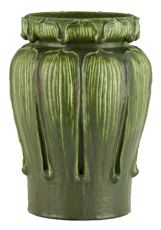 Lot 521: Grueby Faience Co. Pottery Vase, Kendrick Design