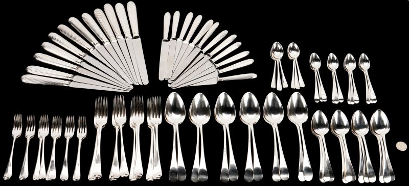 Lot 99: Geo. IlI Sterling Flatware Service for 12, 90 items total