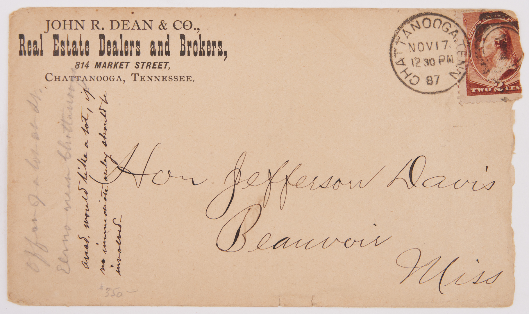 Lot 386: Civil War Postal Covers & Currency, incl. Jefferson Davis handwritten endorsement