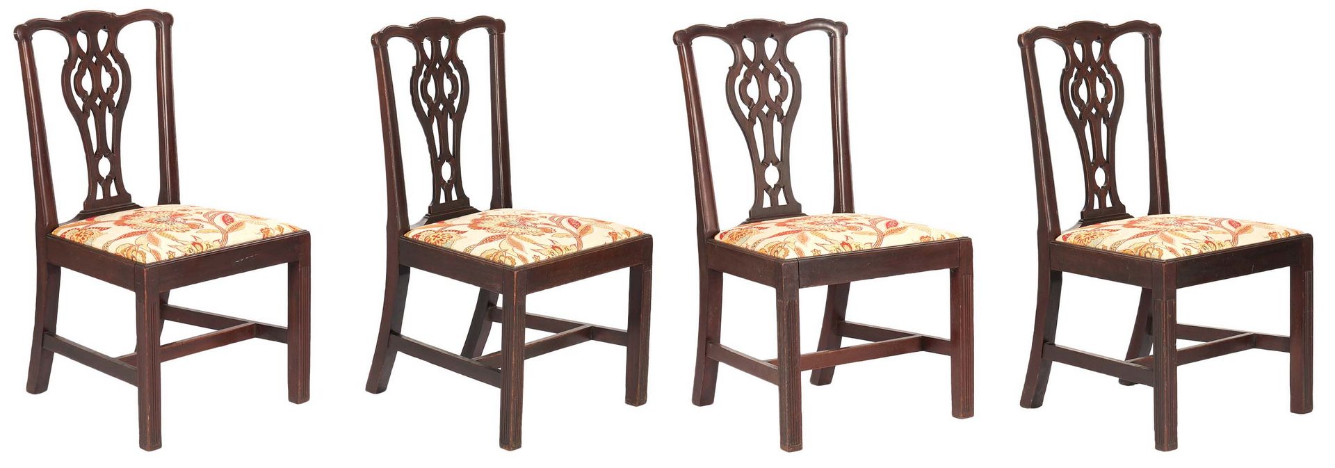 Lot 434: 4 Chippendale Style English Side Chairs