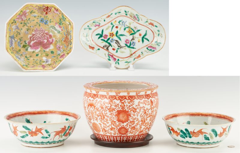 Lot 1071: Five (5) Chinese Porcelain Bowls & Jardiniere