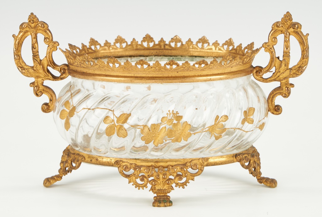 Lot 447: French Pierced Brass Keepsake Box & Gilt Mounted Bowl, 2 Items