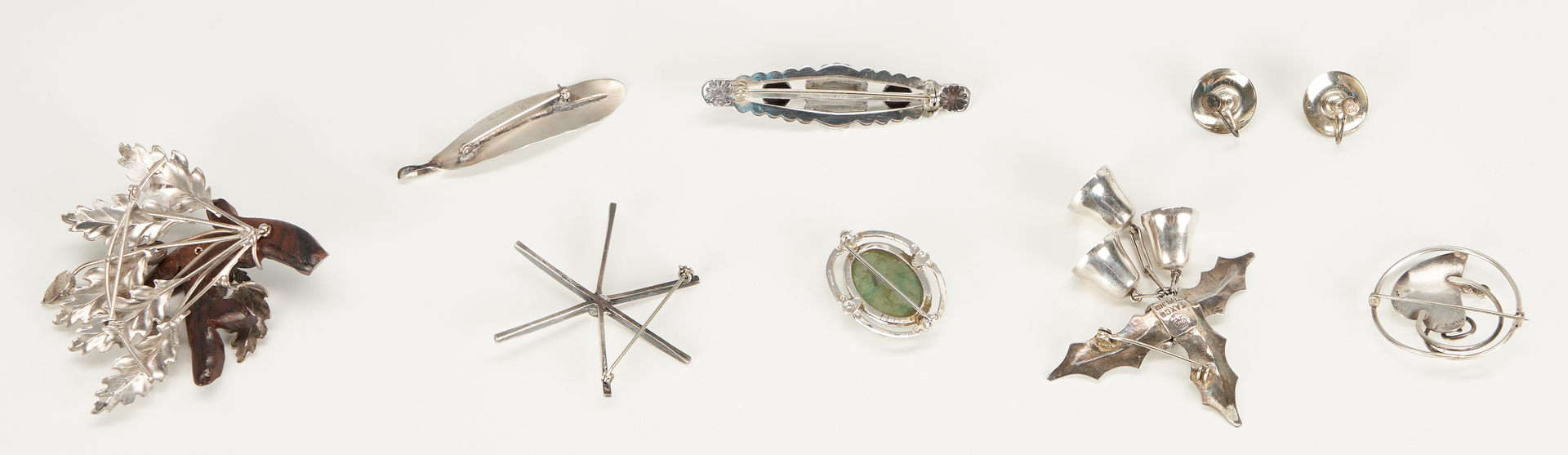 Lot 1240: 30 Sterling Silver Items, incl. Danish Art Nouveau, Brooches, Enameled