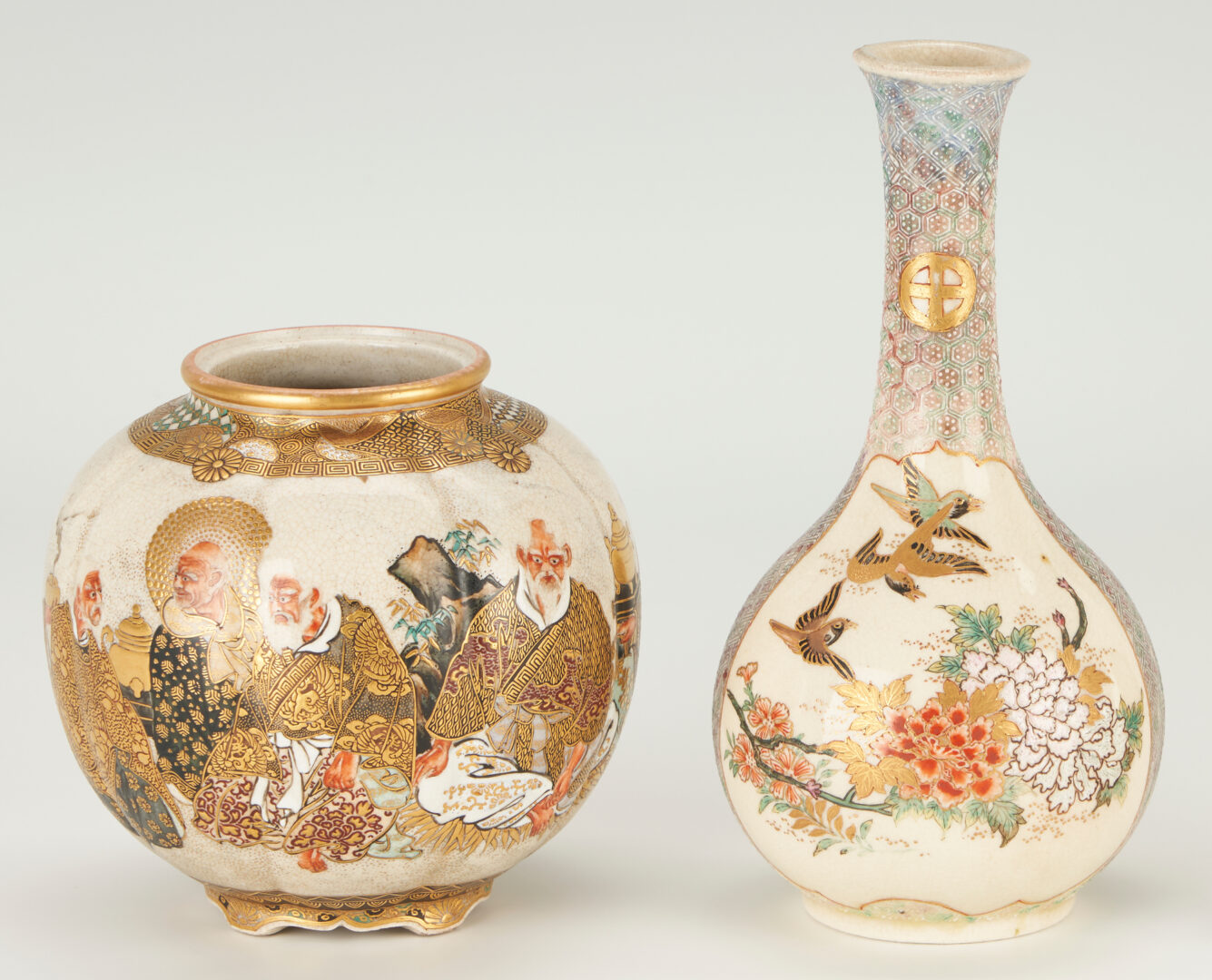 Lot 278: 3 Japanese Satsuma Porcelain Items, incl. Shimazu, Kizan