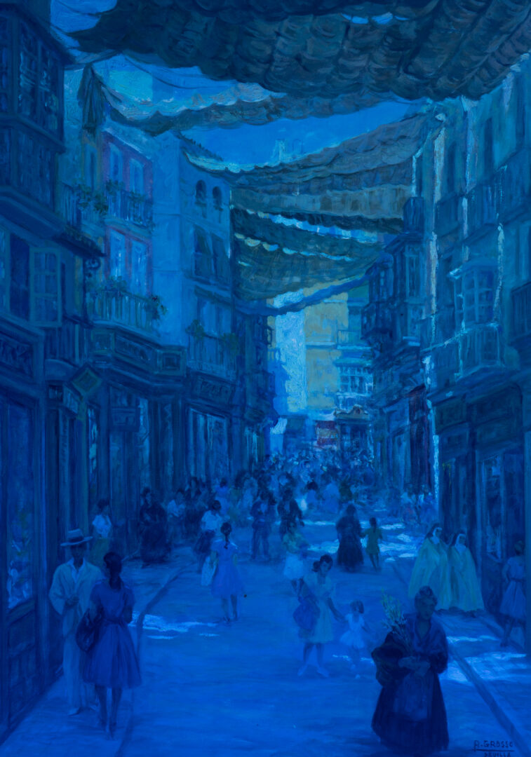 Lot 106: Alfonso Grosso O/C Street Scene Painting, Seville