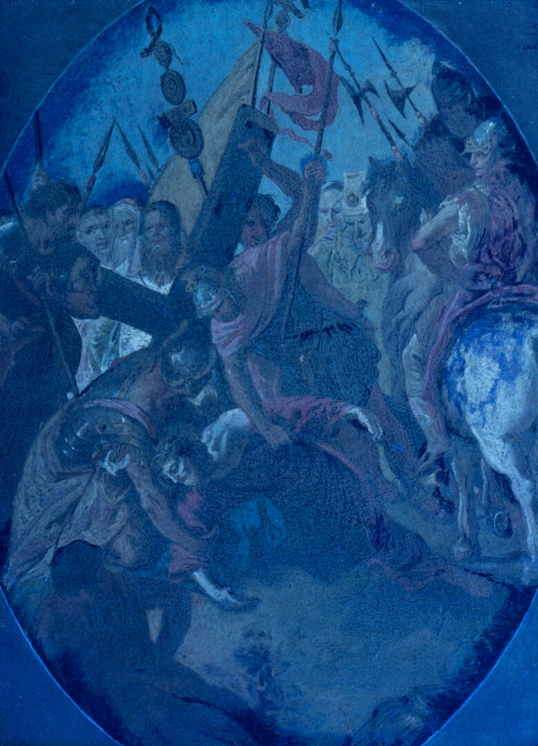 Lot 116: After Tiepolo, Italian School O/B Painting, Christ Falls Beneath the Cross