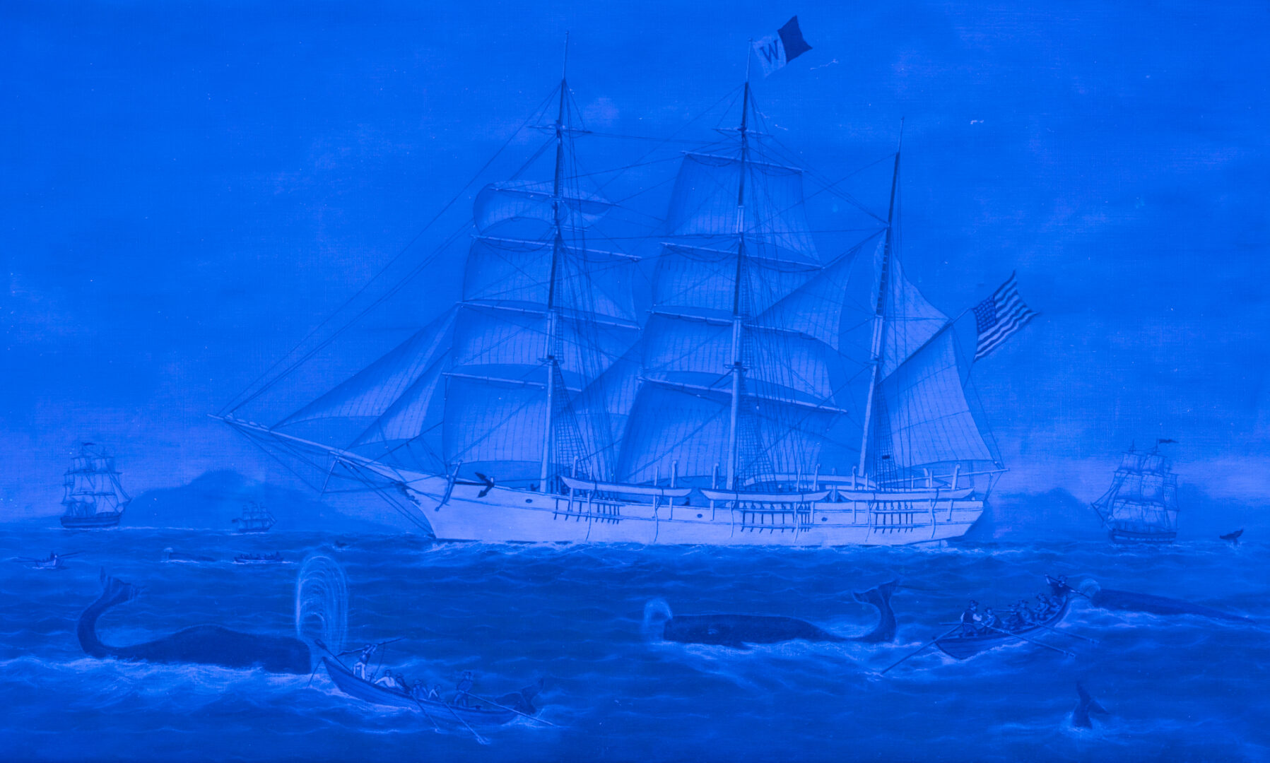 Lot 126: Reginald Nickerson O/C Painting of Whaling Ship, The Bark Wanderer, 1879
