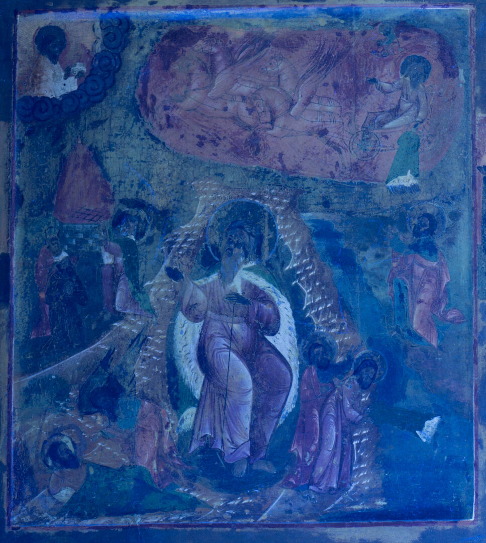 Lot 355: Russian Tempura Icon, Ascension of the Prophet Elijah