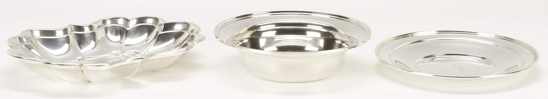 Lot 788: 3 Pcs. Sterling Silver Holloware, incl. Reed & Barton Tray & S. Kirk & Son Bowl & Underplate