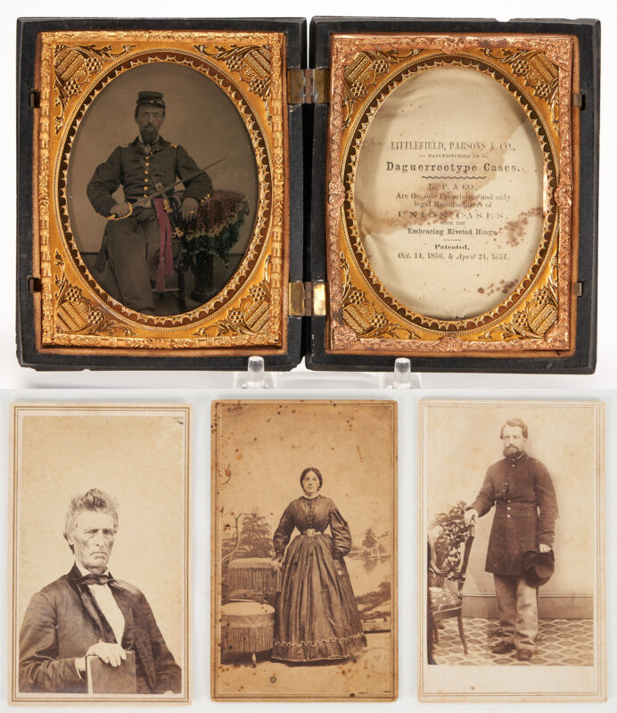 Lot 571: Group of 3 Civil War Related CDVs, incl. TN William Milburn, & Union Officer Ambrotype