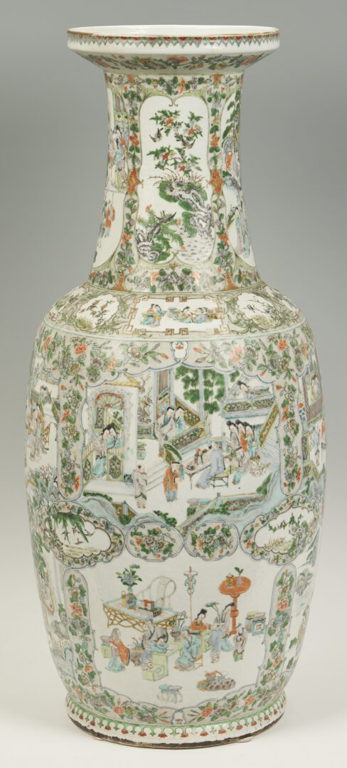 Lot 6: Pair of Chinese Famille Verte Palace Vases, Qing Dynasty