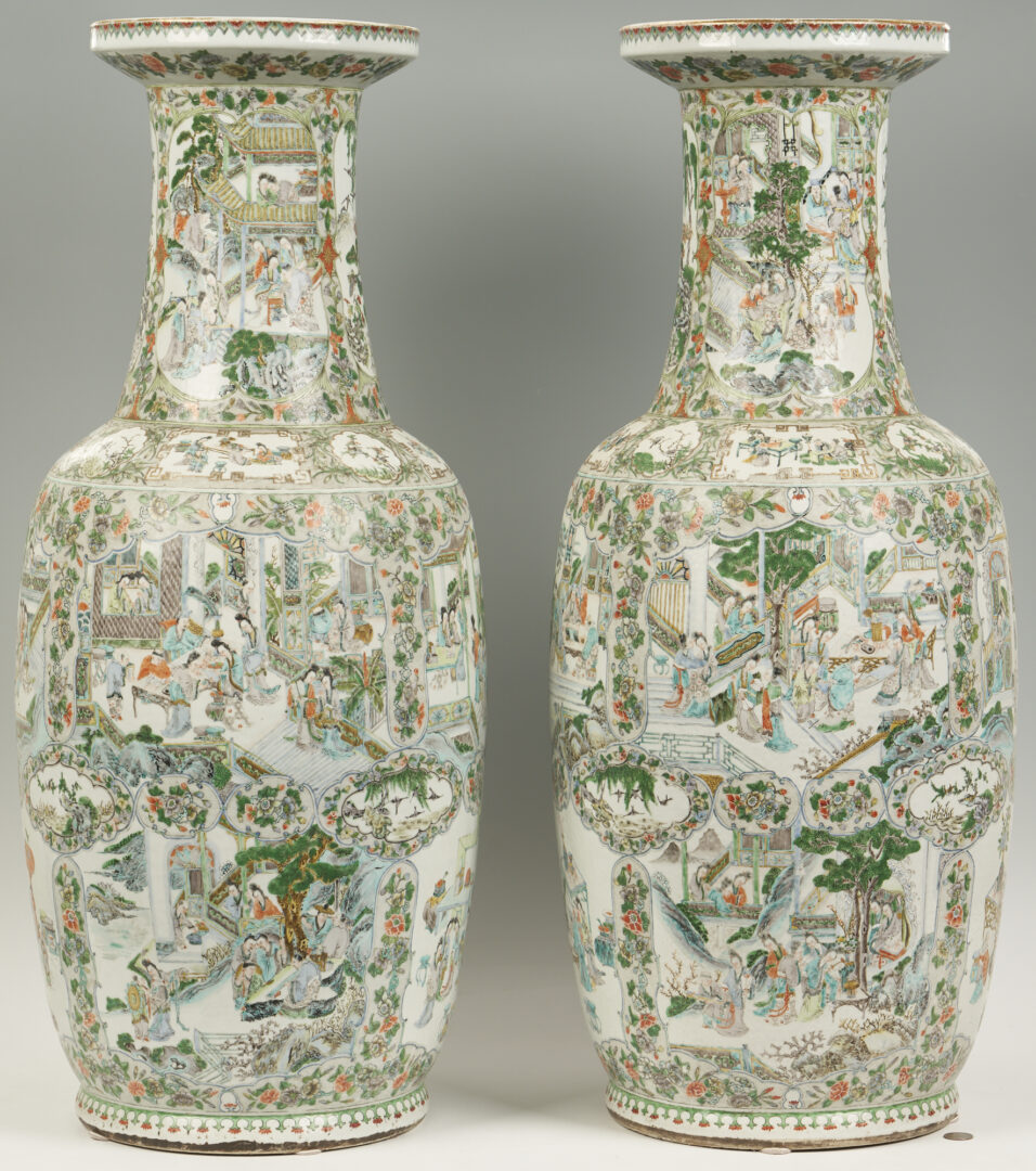 Lot 6: Pair of Chinese Famille Verte Palace Vases, Qing Dynasty