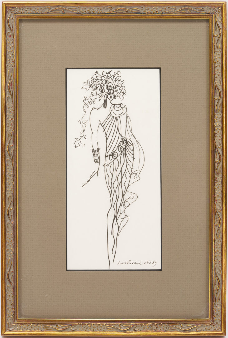 Lot 1031: Louis Feraud Fashion Sketch Print & 2 AntoineÂ Calbet Lithographs, Reclining Nudes