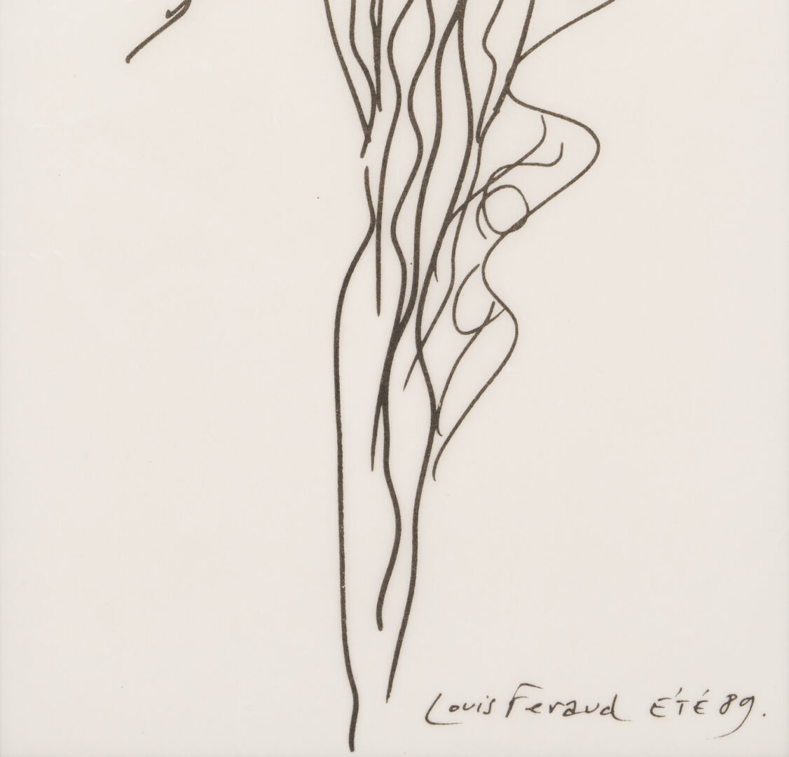 Lot 1031: Louis Feraud Fashion Sketch Print & 2 AntoineÂ Calbet Lithographs, Reclining Nudes