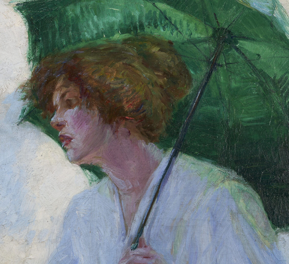 Lot 178: Catherine Wiley O/C, Woman with Green Parasol