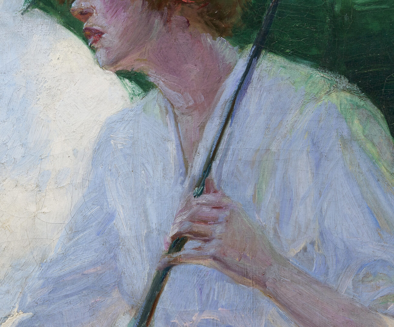 Lot 178: Catherine Wiley O/C, Woman with Green Parasol