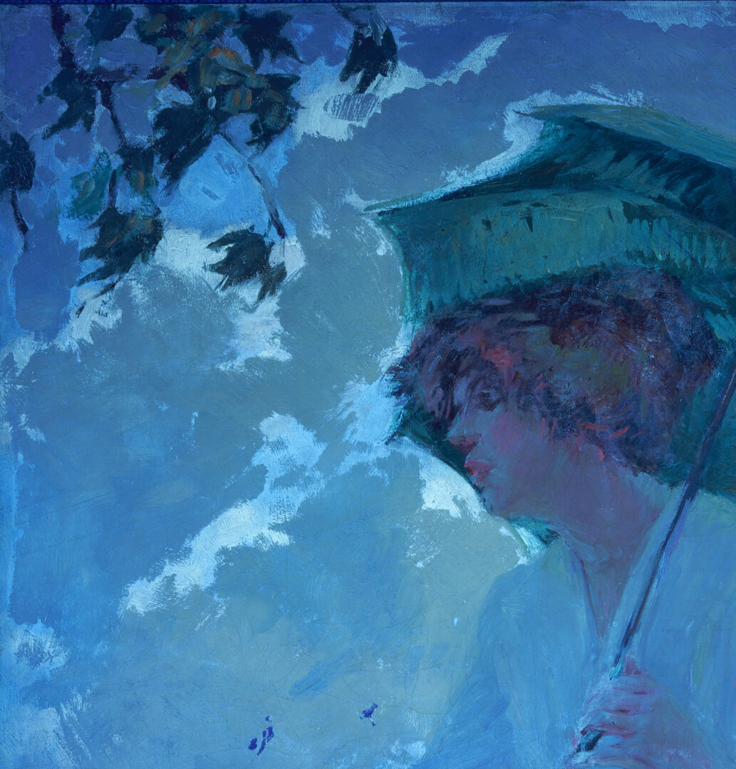 Lot 178: Catherine Wiley O/C, Woman with Green Parasol