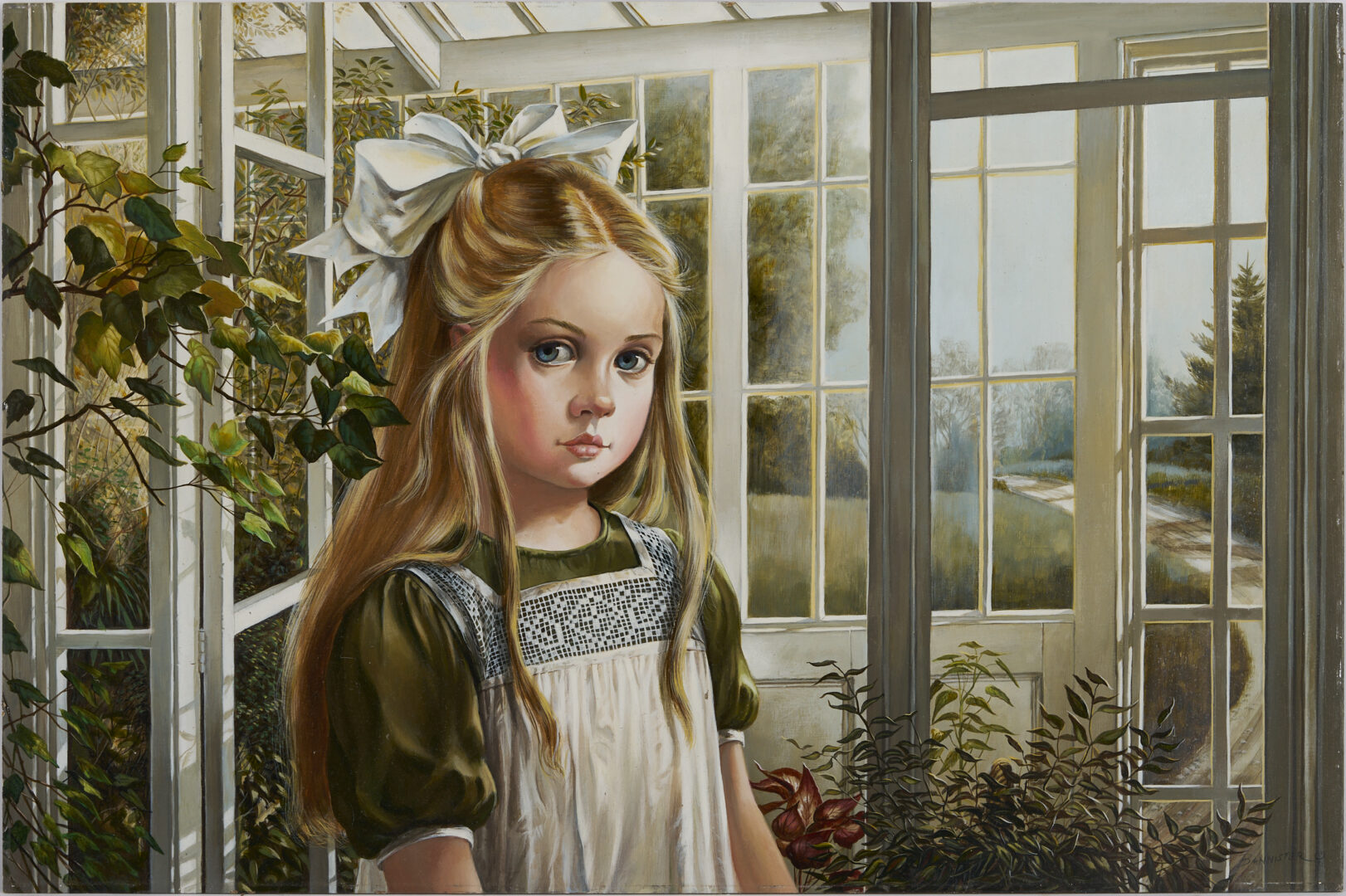 Lot 425: Pati Bannister O/B Painting of a Girl, Ivy