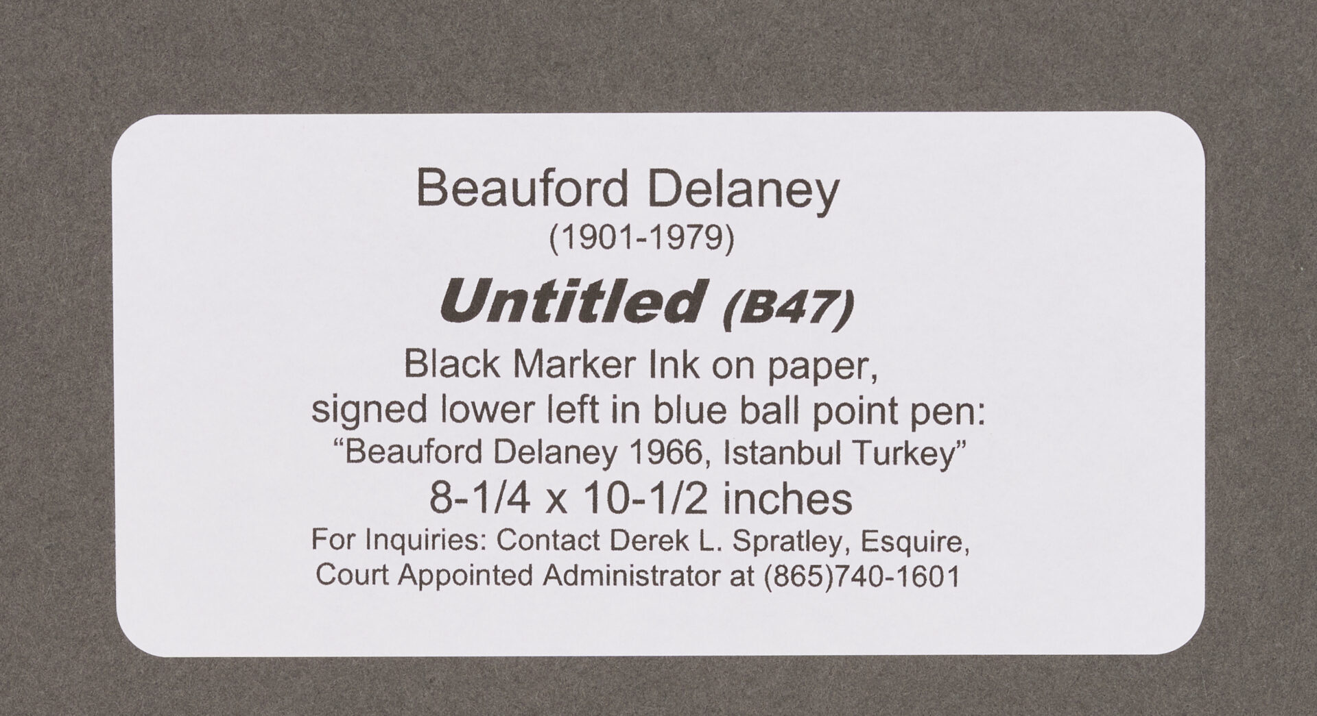 Lot 1088: Beauford Delaney Ink on Paper Landscape, Istanbul, Turkey, 1966