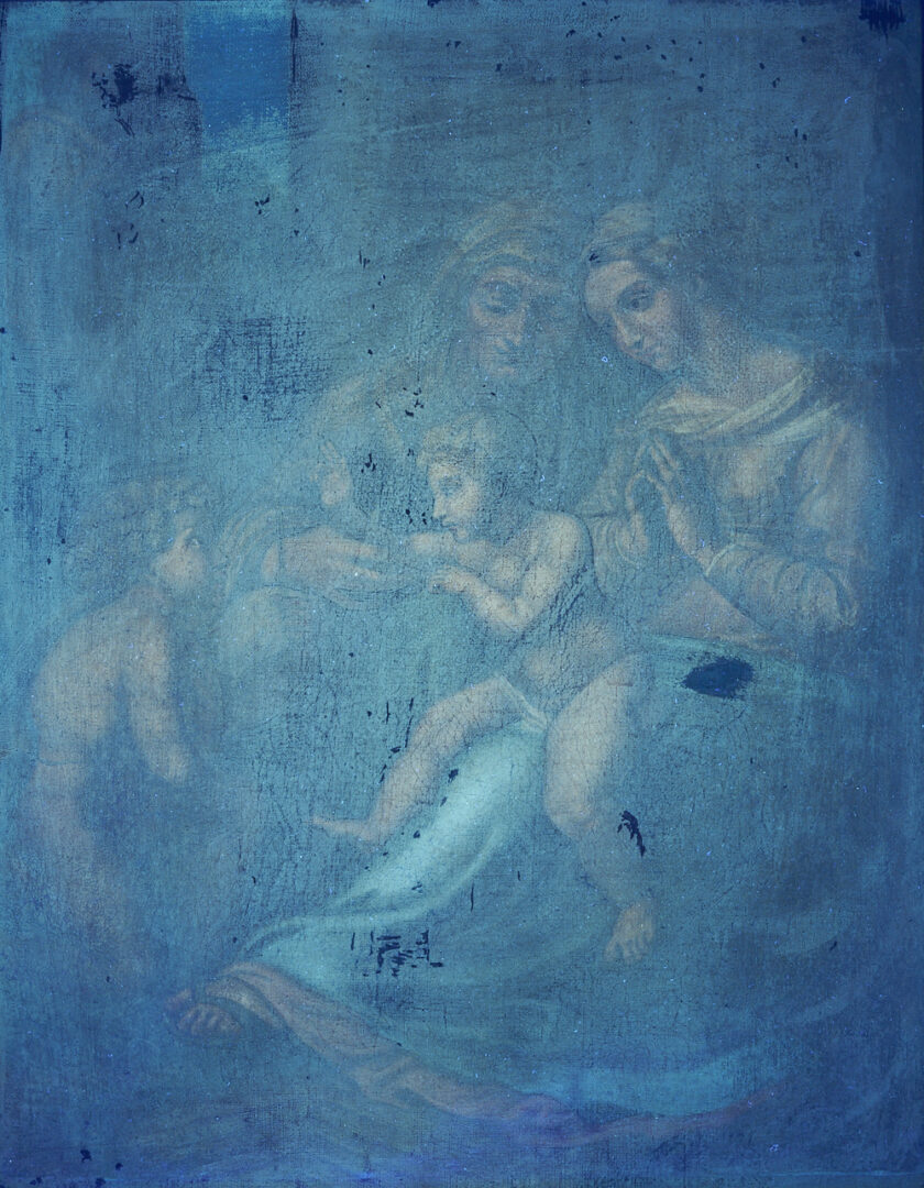 Lot 899: The Holy Family Interior Scene Painting, after Raphael