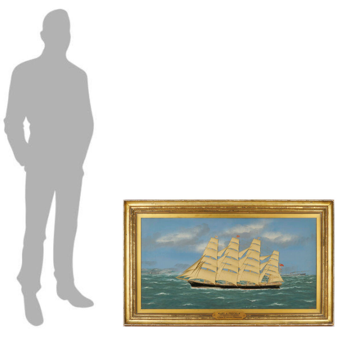 Lot 139: Thomas Willis Oil & Silk Marine Picture, The Mary J. Freeman