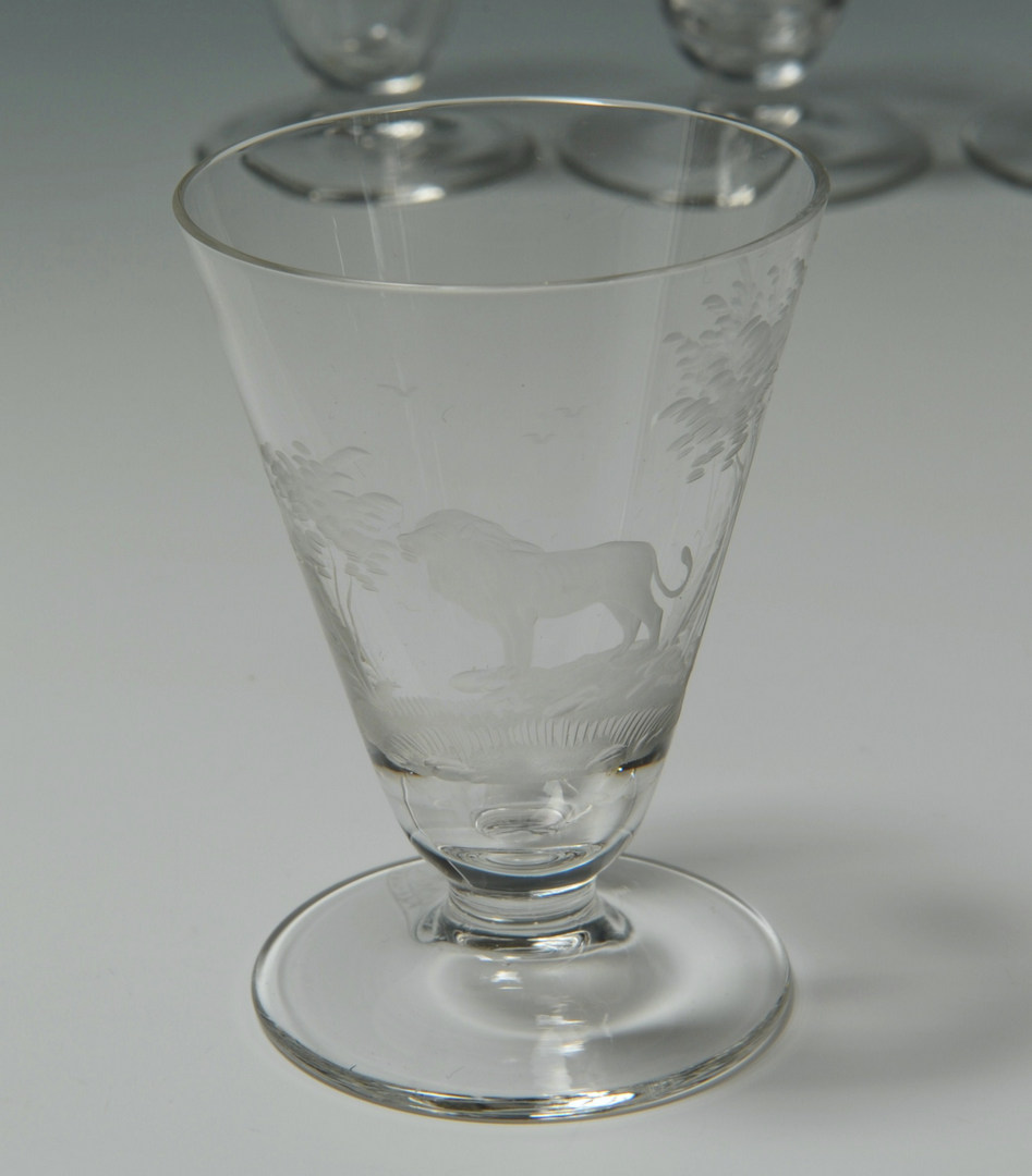 Lot 120: Rowland Ward Safari Etched Glassware, 23 pieces