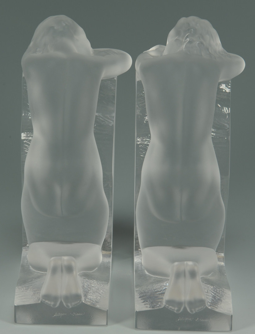 Lot 123: Lalique "Reverie" Nude Bookends