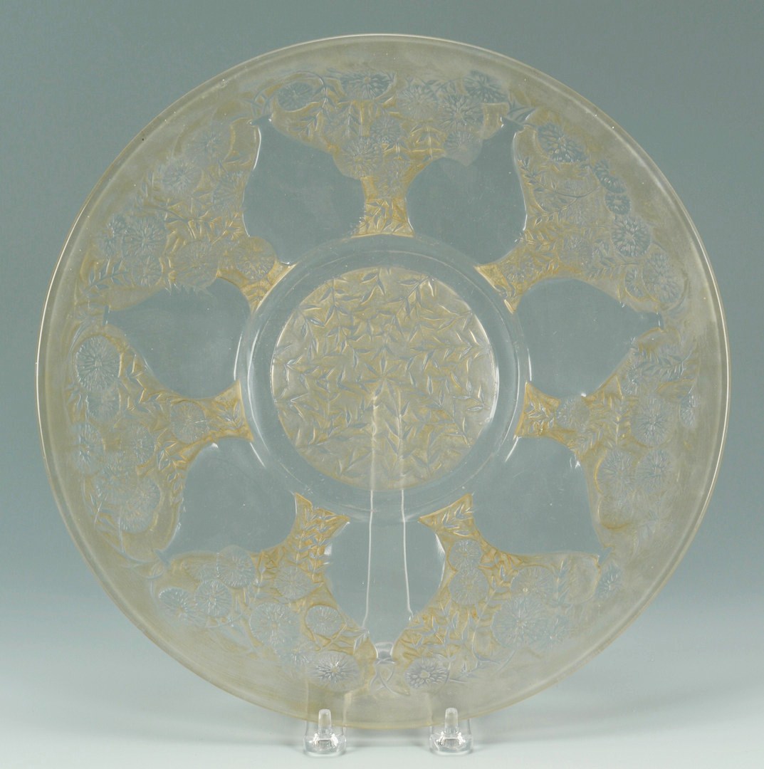 Lot 124: Lalique sepia patina platter, Vases pattern