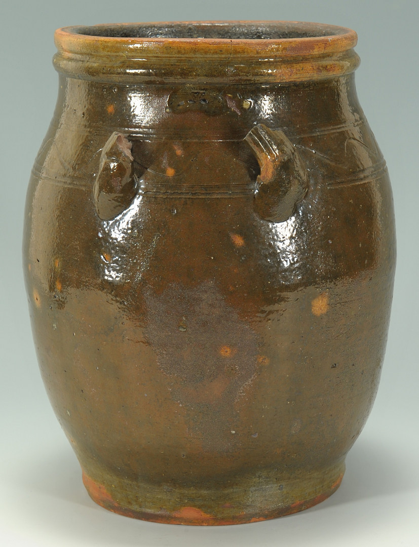 Lot 137: East TN Redware Pottery Jar, attrib. Cain