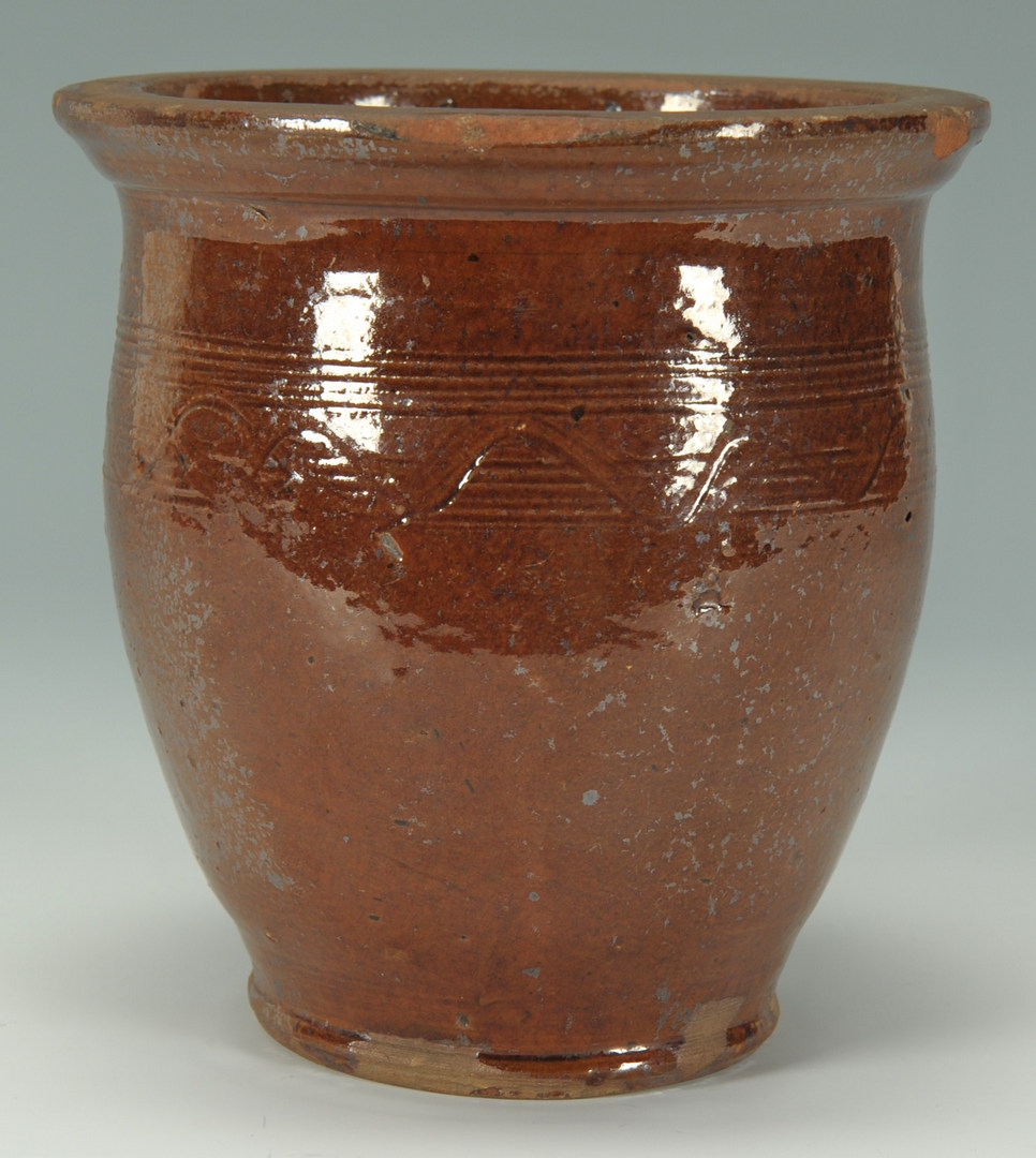 Lot 139: East TN Redware Pottery Cream pot, attrib. Cain