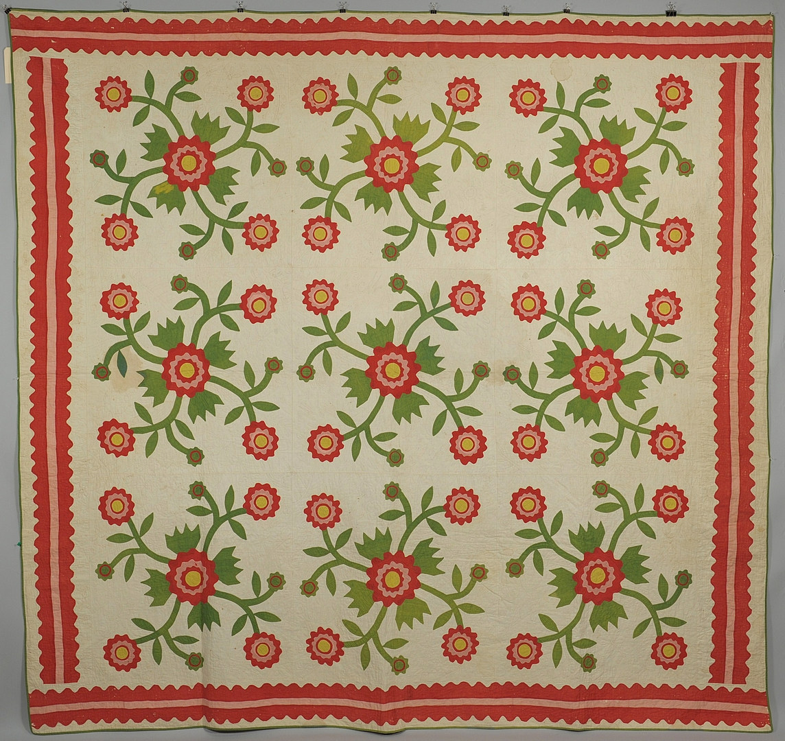 Lot 147: 19th C. Middle TN Quilt, California Rose Pattern