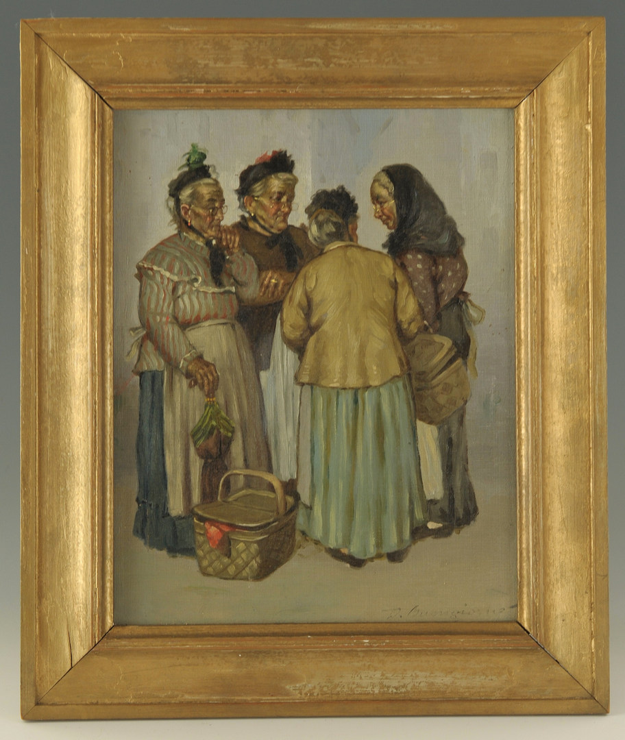 Lot 167: D. Buongiorno oil on canvas genre scene, 4 women