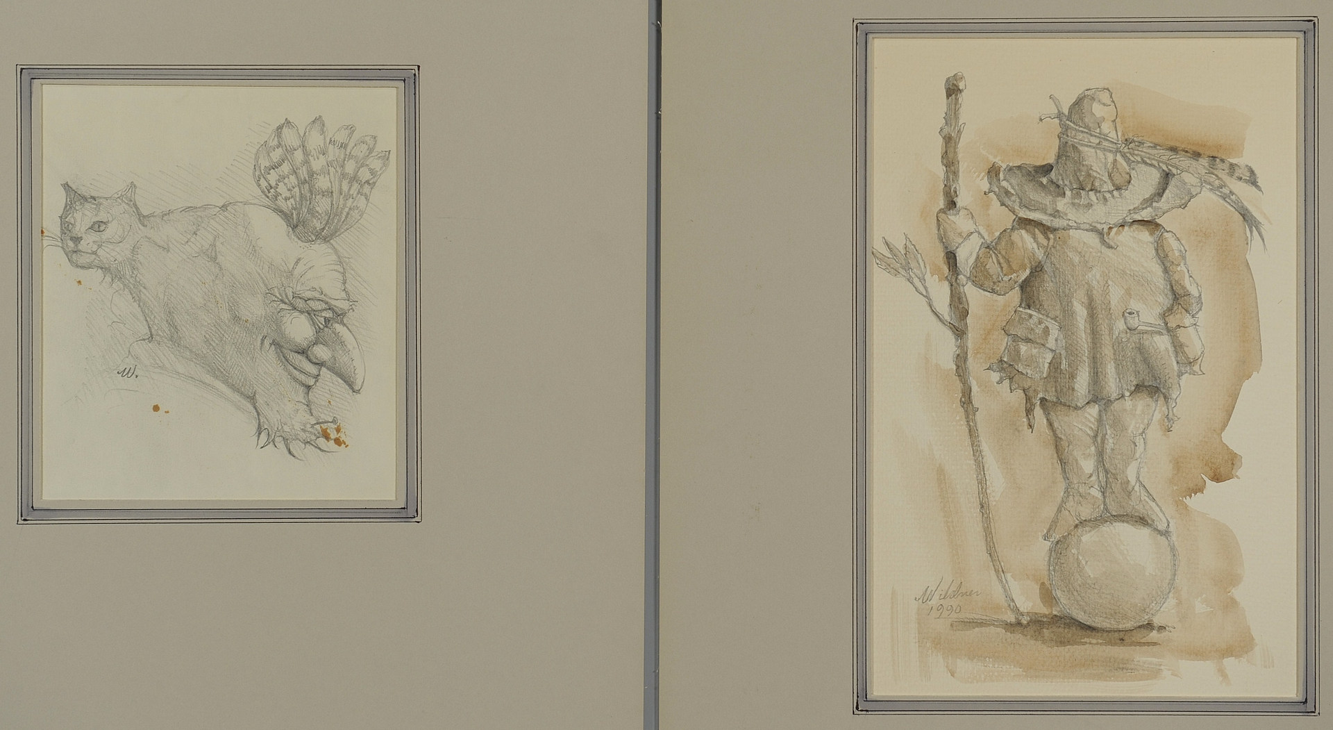 Lot 171: Two Werner Wildner Works: Watercolor and Drawing