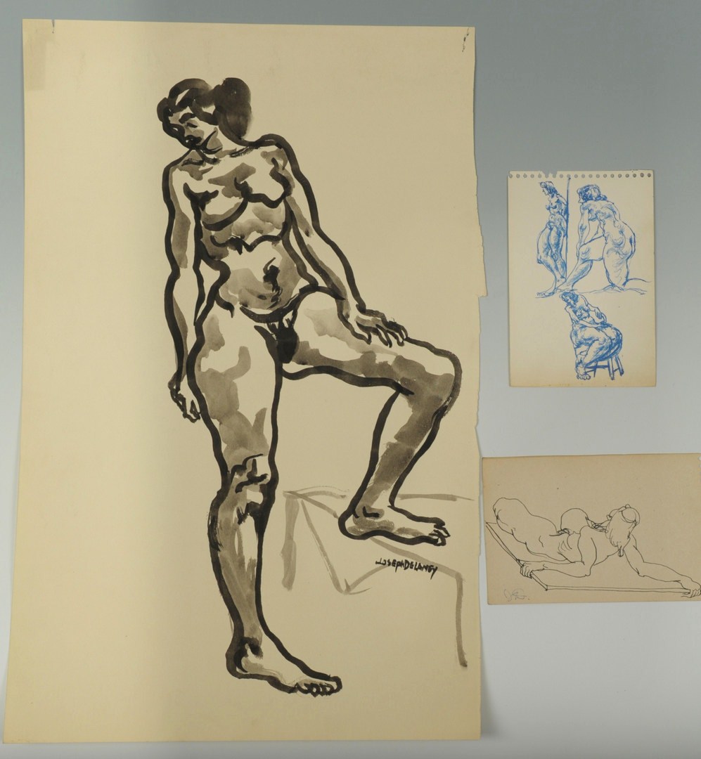 Lot 177: 3 Joseph Delaney Nude drawings